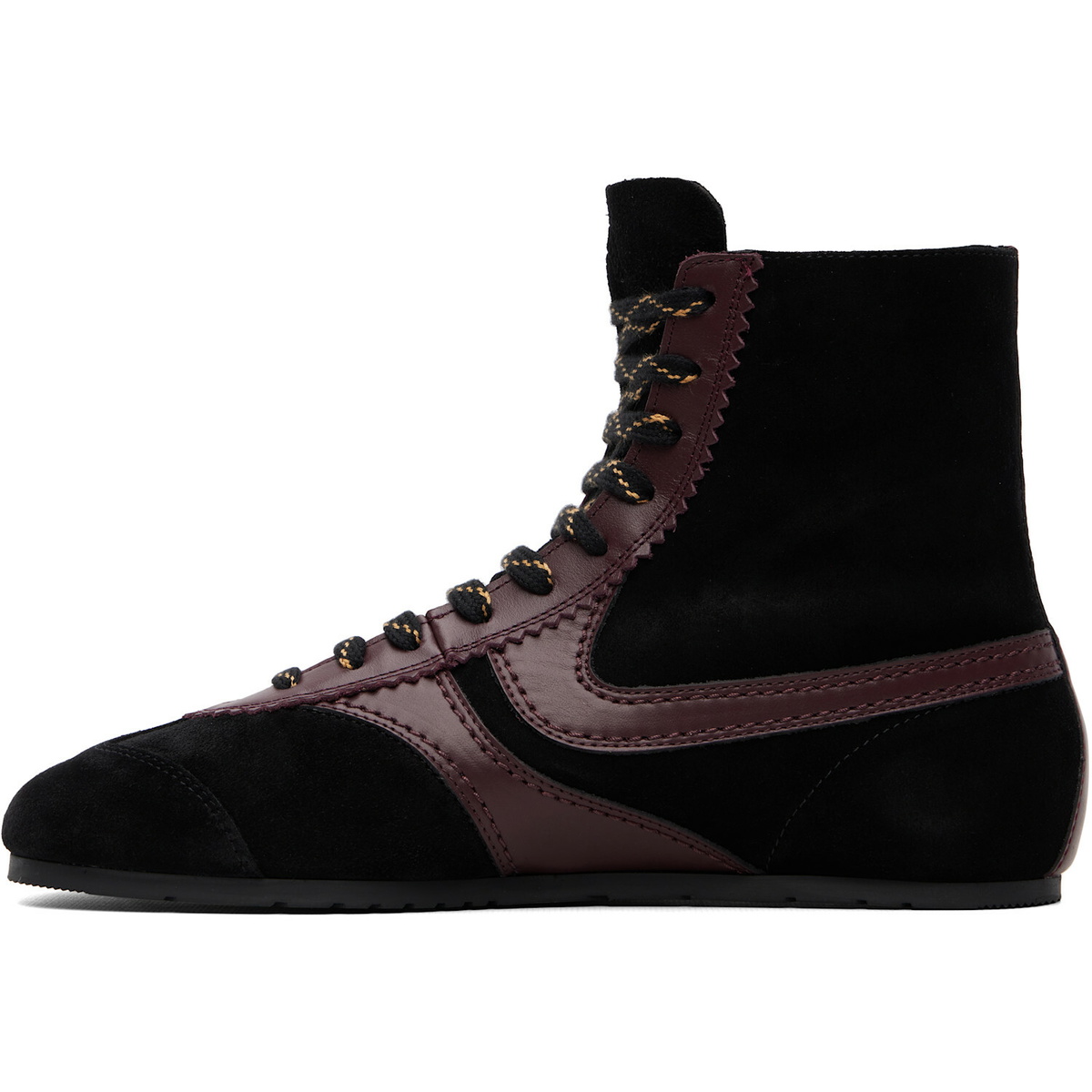 Dries Van Noten Black & Burgundy Suede High Top Sneakers