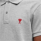 AMI Paris Men's Small A Heart Polo Shirt in Heather Grey