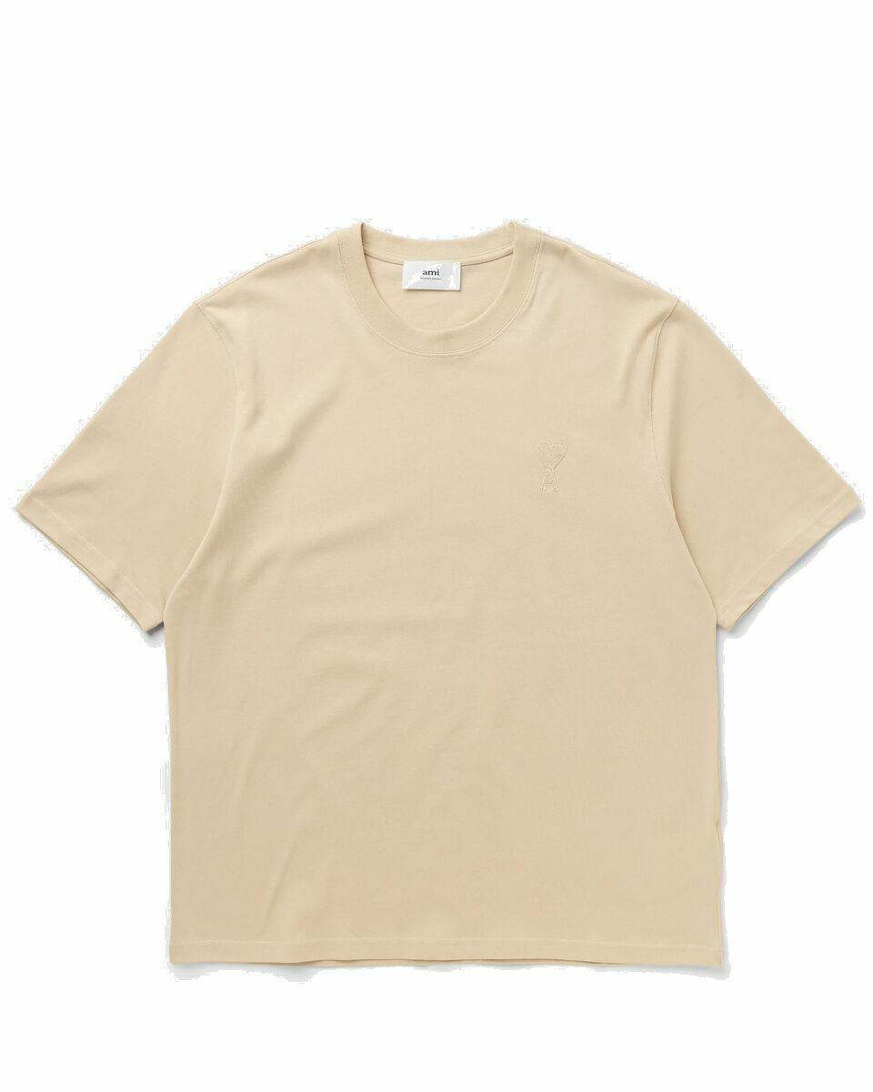 Photo: Ami Paris Tonal Ami De Coeur Tee Beige - Mens - Shortsleeves