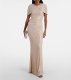 Self-Portrait Embellished caped maxi dress