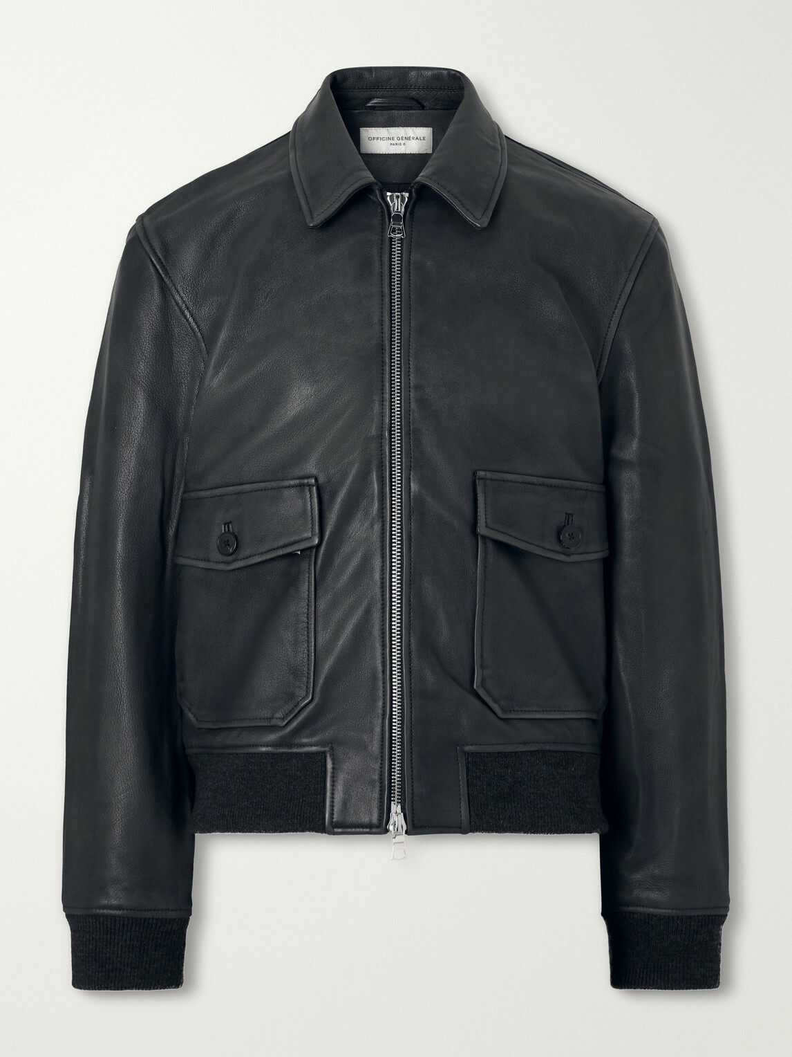 Officine Générale - Cesario Grained Leather Jacket - Black