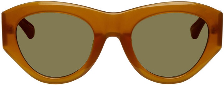 Photo: Dries Van Noten Brown Linda Farrow Edition Cat-Eye Sunglasses
