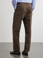 Drake's - Straight-Leg Peached Cotton-Twill Trousers - Brown