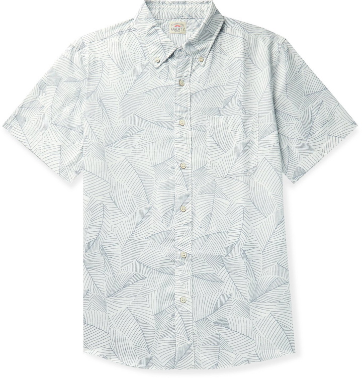Photo: Faherty - Playa Button-Down Collar Printed Cotton Shirt - Neutrals