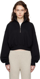 ÉTERNE Black Cropped Half-Zip Sweatshirt