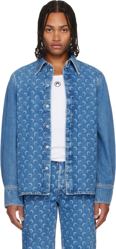 Photo: Marine Serre Blue Moon Laser Denim Shirt