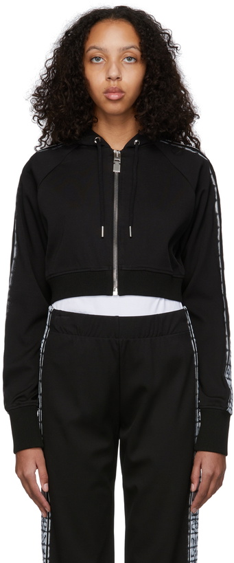 Photo: Givenchy Black Chito Edition 4G Tag Cropped Zip Hoodie