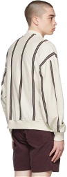 Remi Relief Off-White & Navy Vertical Stripe Cardigan