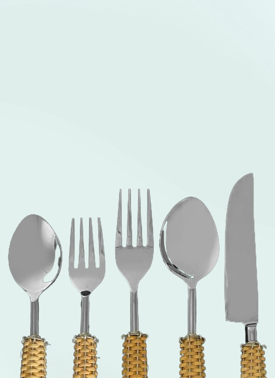 Les-Ottomans Rattan Cutlery Set