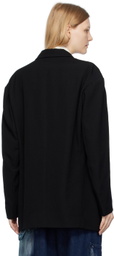 Y's Black Peaked Lapel Blazer