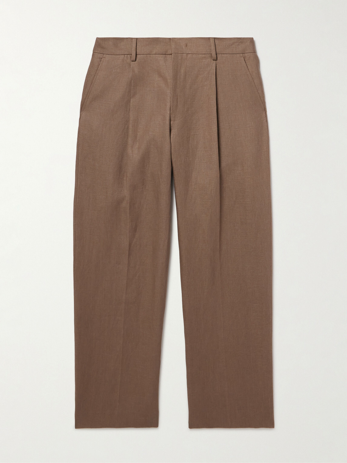 NN07 - Kay 1454 Straight-Leg Pleated Linen Trousers - Brown