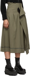 Sacai Khaki Poplin Suiting Skirt