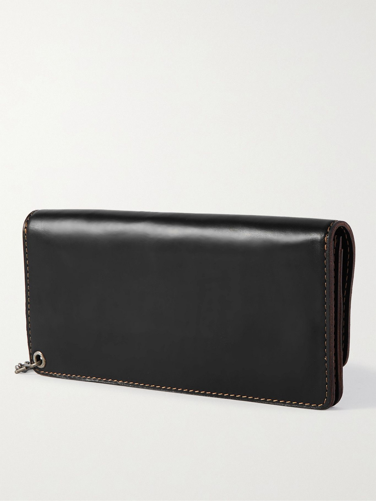 RRL Leather Chain Wallet Black Over Brown