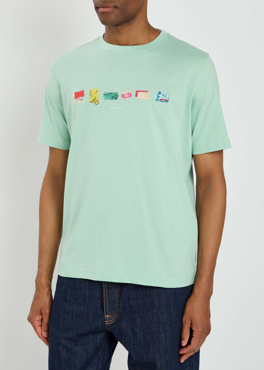 PS Paul Smith In A Row Printed Cotton T-shirt Green