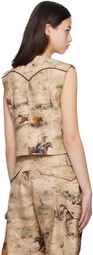 Andersson Bell Beige Cowboy Printed Vest