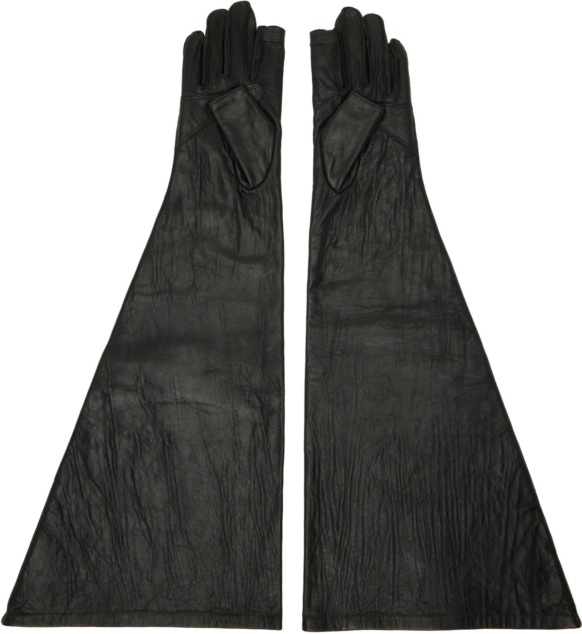 Rick Owens Black Tower Cuffed Long Gloves