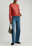 Veronica Beard Andrea Leather Jacket Red