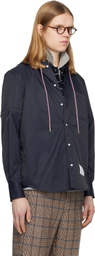 Thom Browne Navy Hooded Nylon Armband Shirt
