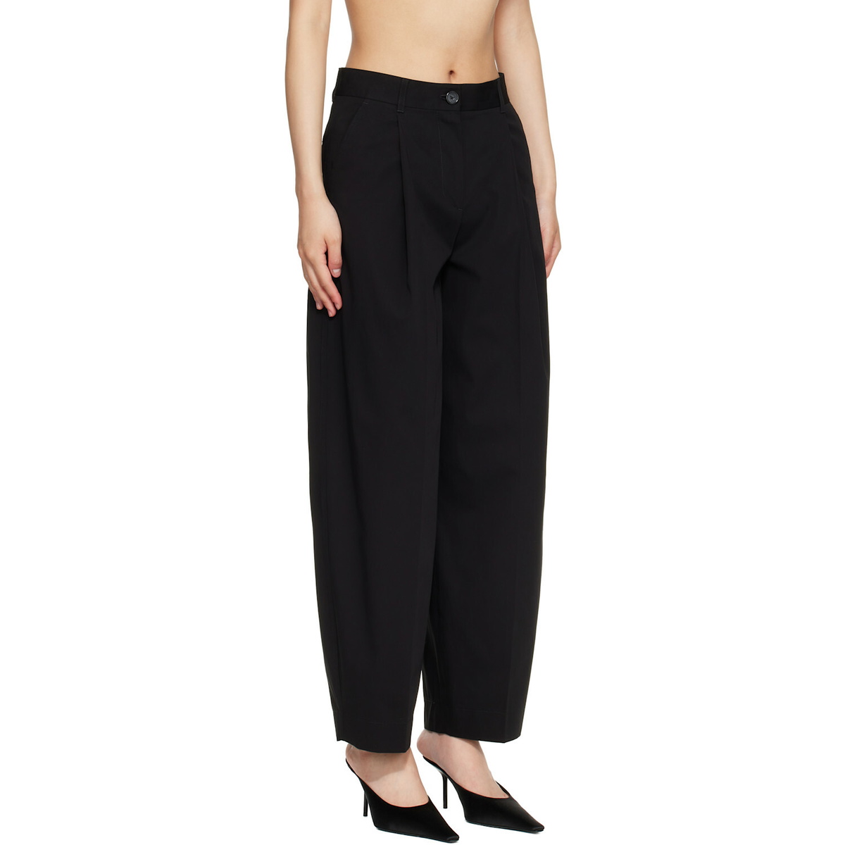 TOTEME Black Single Pleat Cotton Trousers