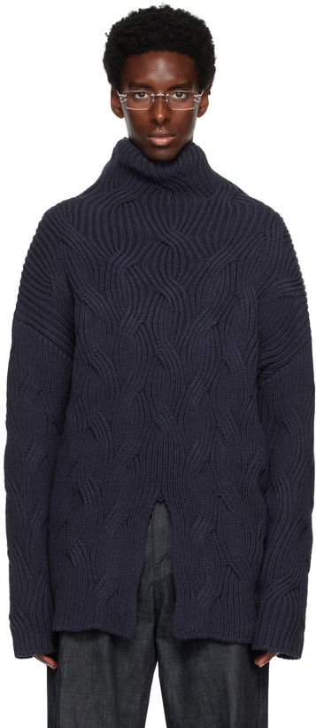 Photo: KOZABURO Navy Vented Sweater