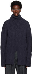 KOZABURO Navy Vented Sweater