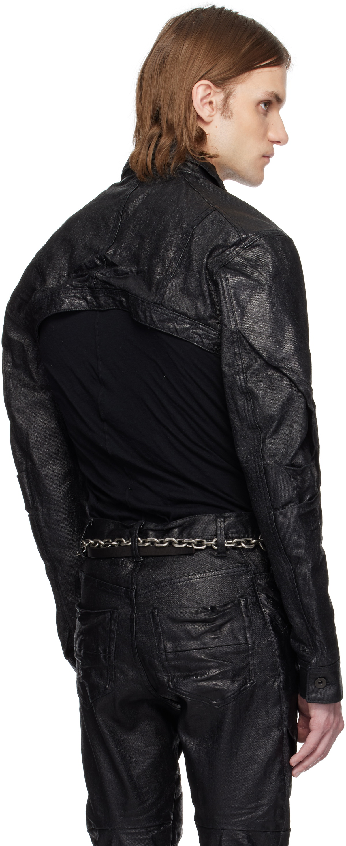 Julius Black Cropper Mylar Denim Jacket Julius
