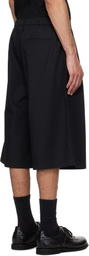 AMOMENTO Black Two Tuck Wide Shorts