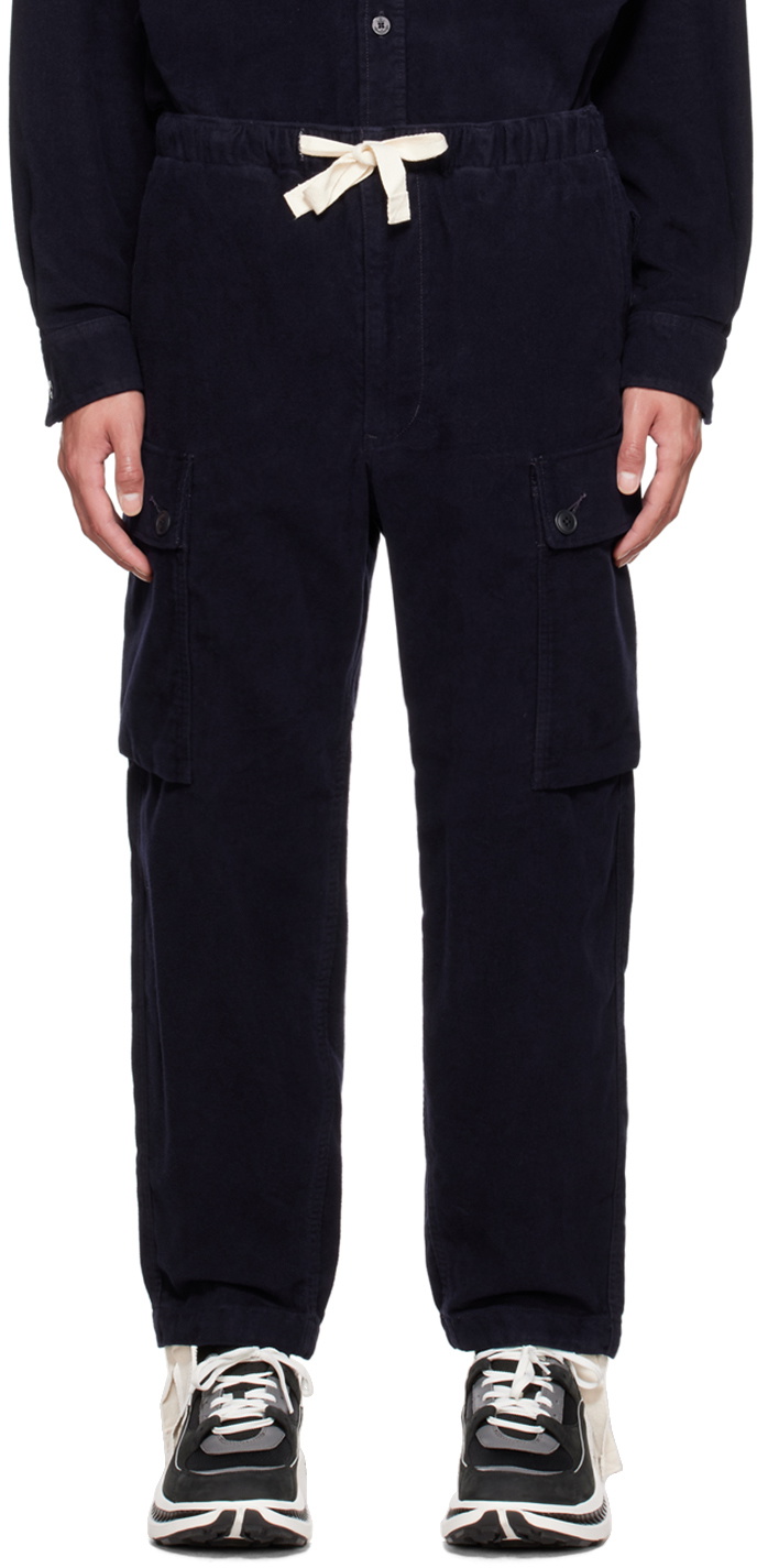 Drawer RESORT2 Satin Jacquard Drawstring Cotton silk Drawcord Easy Pants Slacks Bottoms Navy 34