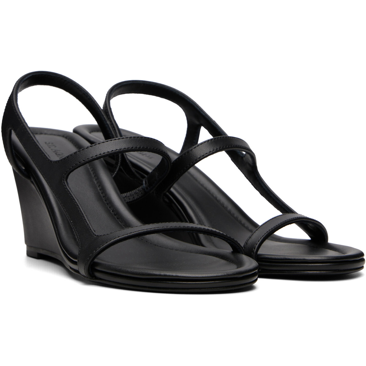 St. Agni Black High Wedge Heeled Sandals