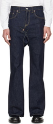 FUMITO GANRYU Navy 5P Flare Sarouel Jeans