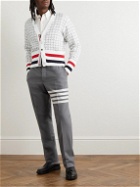 Thom Browne - Striped Open-Knit Cotton-Blend Cardigan - Gray