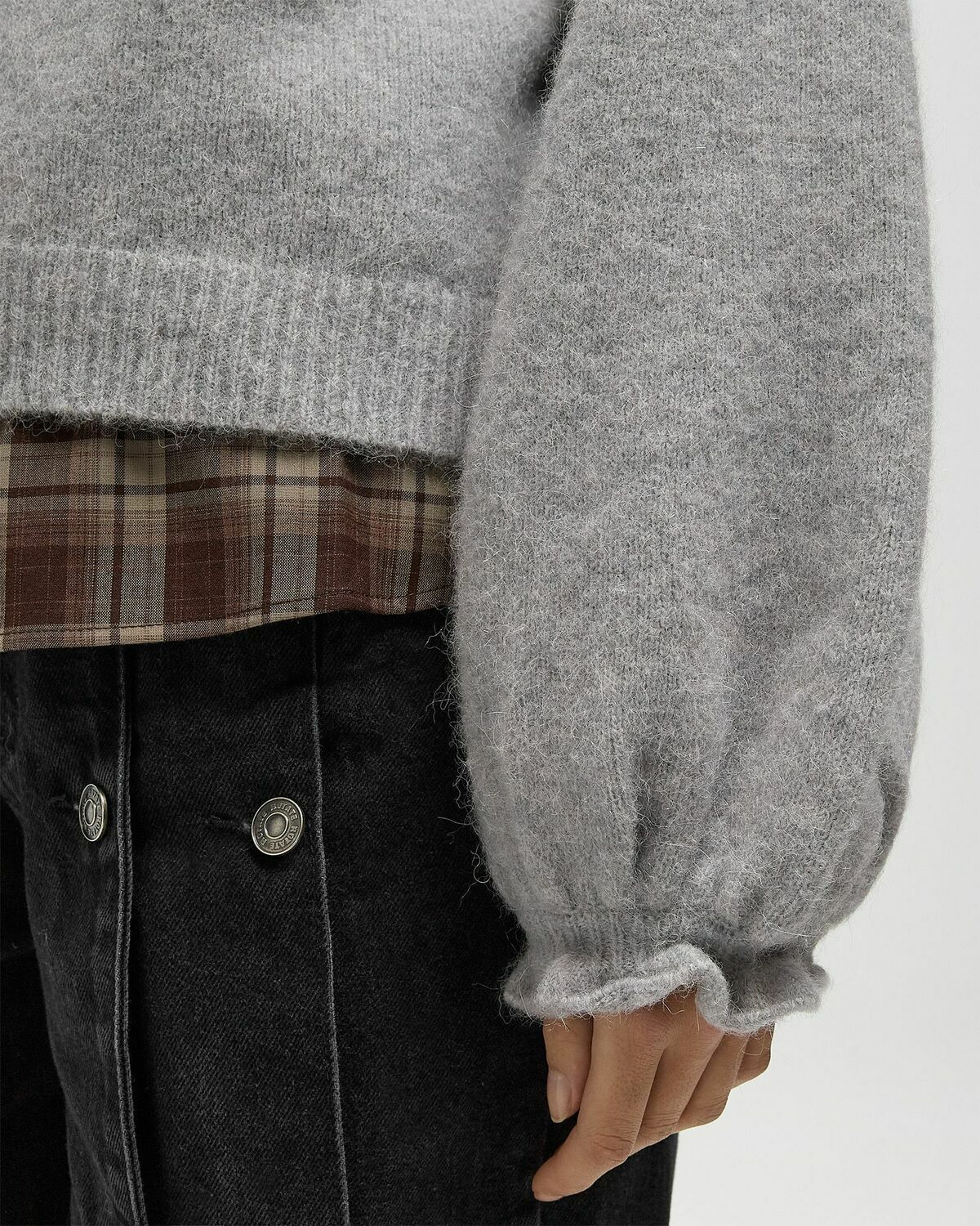 ROTATE Birger Christensen KNIT WIDE SLEEVE JUMPER Grey Womens Pullover