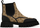 Gucci Beige & Black GG Chelsea Boots
