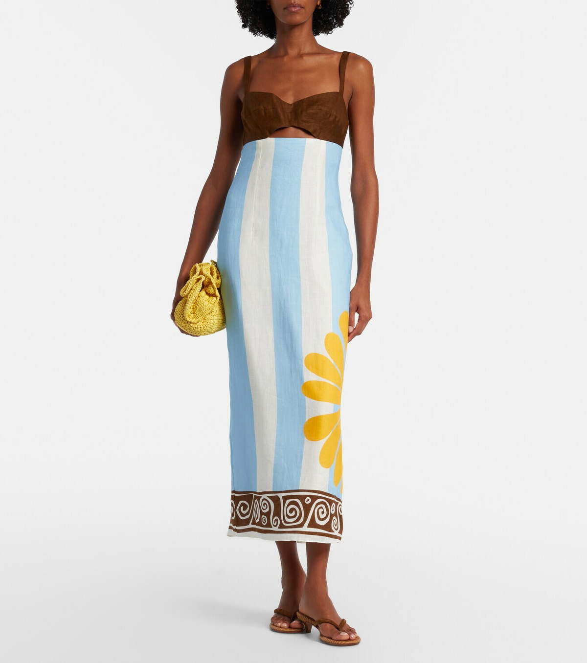 Cala de la Cruz Nara cutout striped linen midi dress