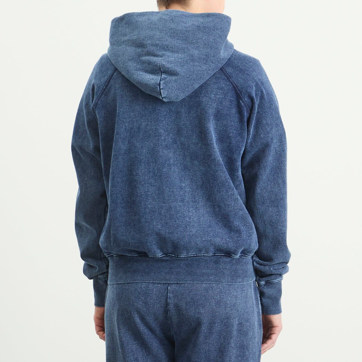 Les Tien Men's Heavyweight Raglan Zip Hoodie in Vintage Indigo
