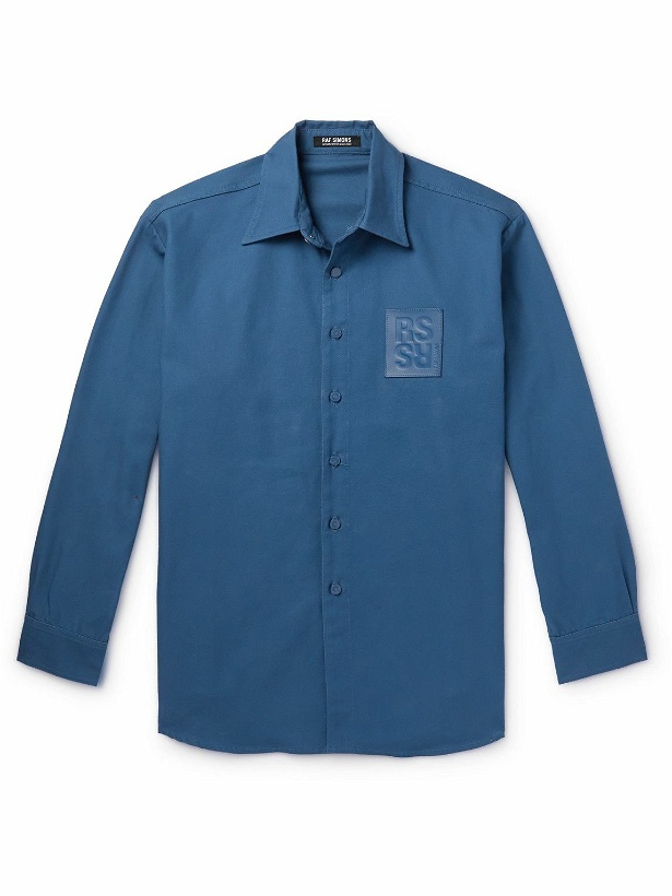Photo: Raf Simons - Logo-Appliquéd Cotton-Canvas Shirt - Blue