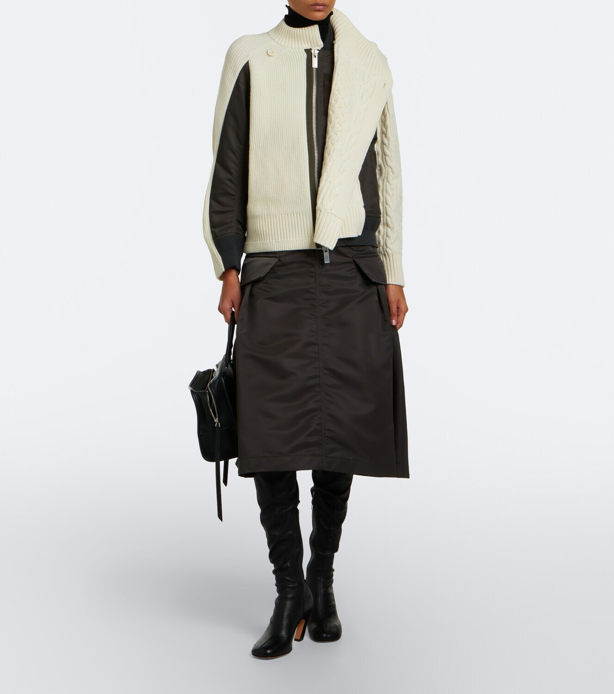 Sacai Twill midi skirt