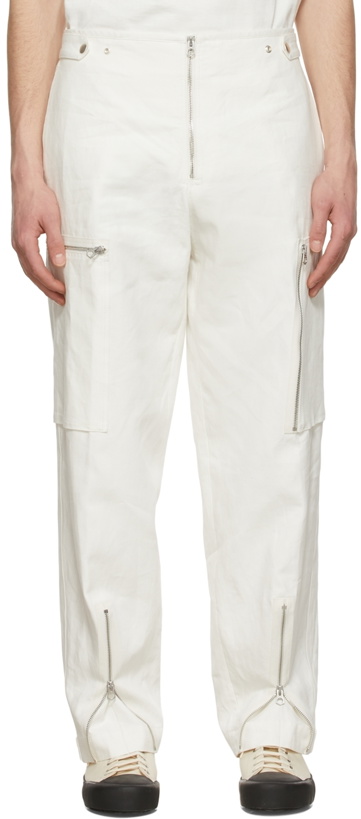 Photo: Jil Sander White Linen Cargo Pants