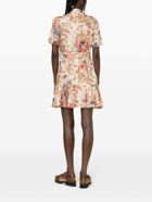 ZIMMERMANN - Floral Print Belted Linen Mini Dress