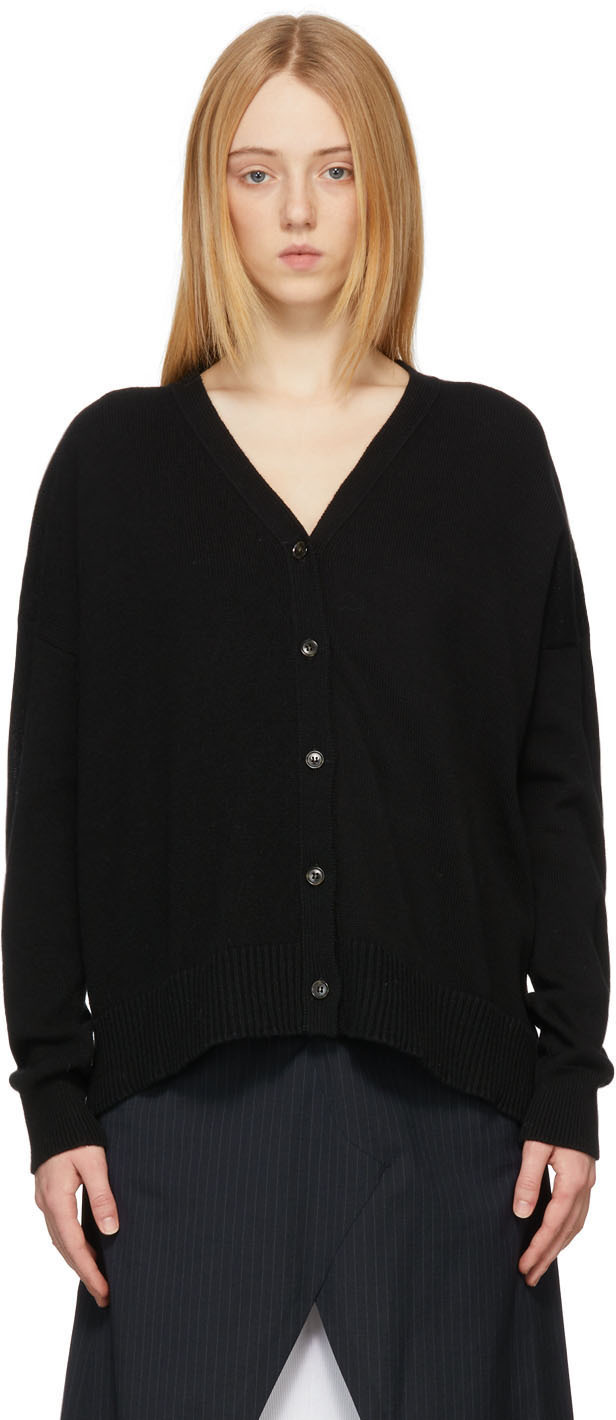 MM6 Maison Margiela Black Elbow Patch Cardigan MM6 Maison Margiela