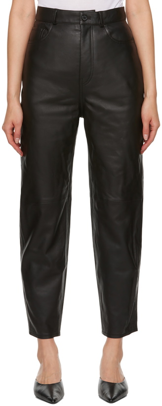 Photo: TOTEME Black Tapered Leather Pants