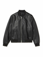 Mr P. - Full-Grain Leather Bomber Jacket - Black
