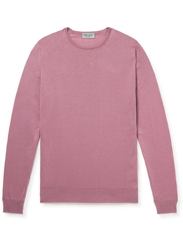 Photo: John Smedley - Hatfield Slim-Fit Sea Island Cotton Sweater - Pink