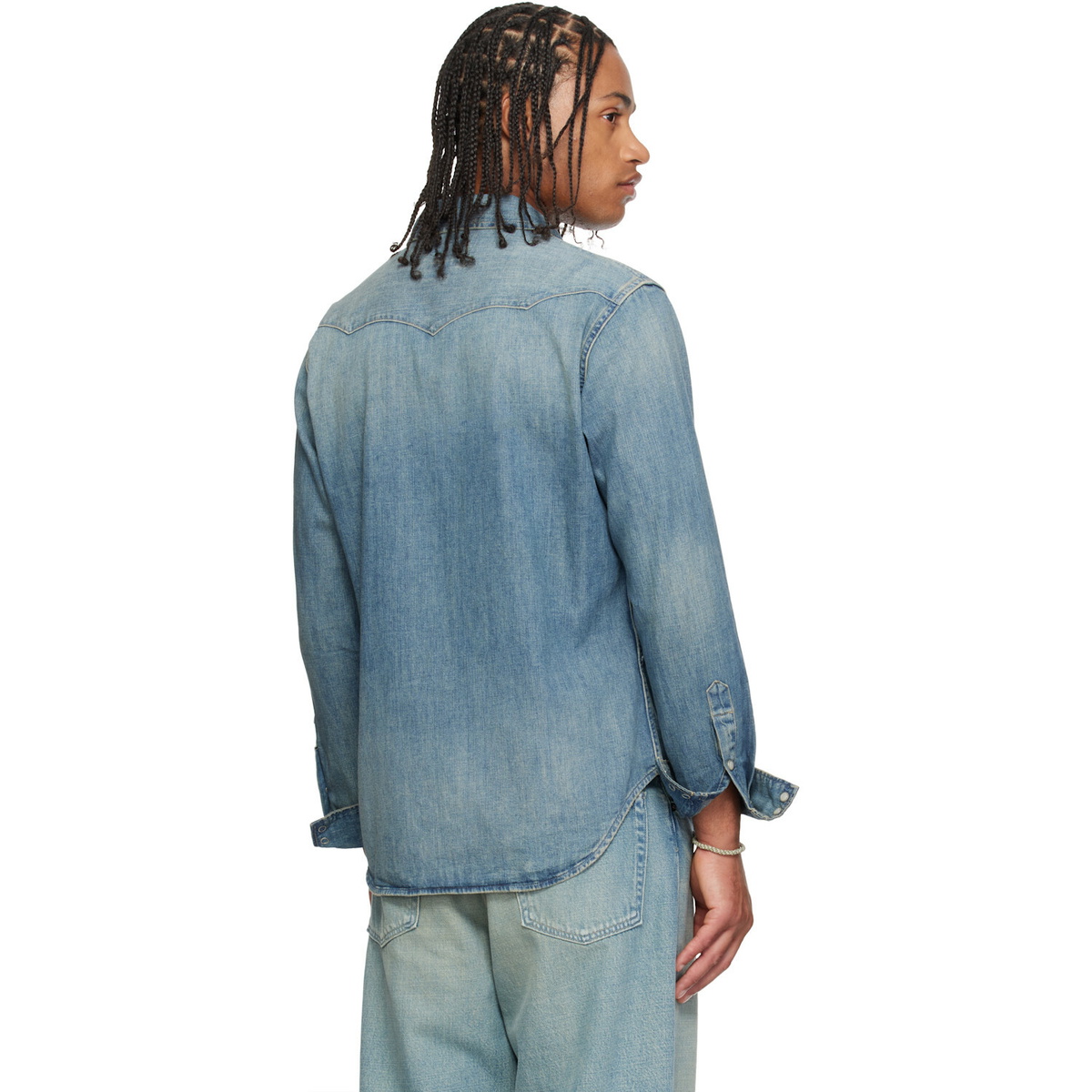 Polo Ralph Lauren Blue Slub Denim Western Shirt
