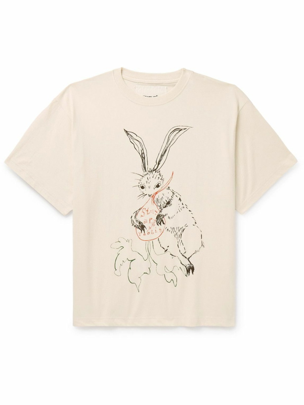 Photo: Story Mfg. - Rabbit Grateful Printed Organic Cotton-Jersey T-Shirt - Neutrals