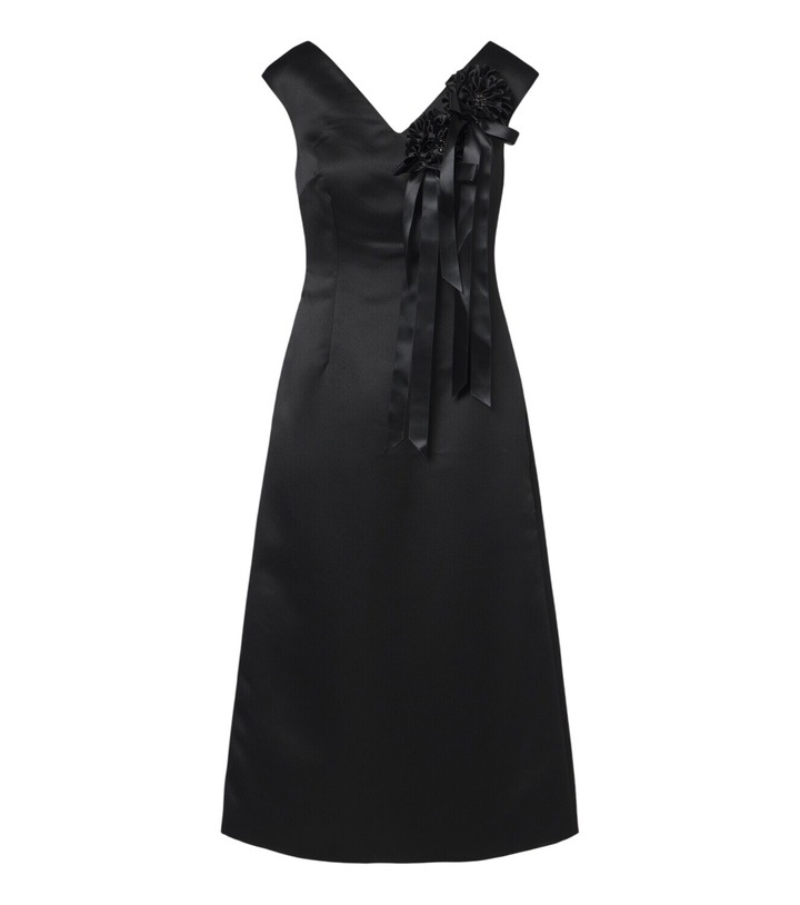 Photo: Simone Rocha Floral-appliqué satin midi dress
