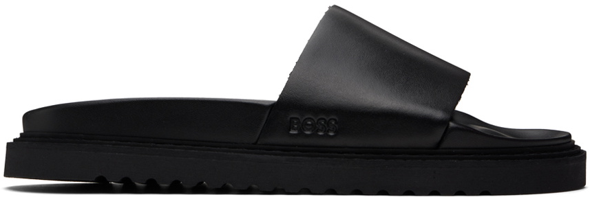 BOSS Black Embossed Slides BOSS