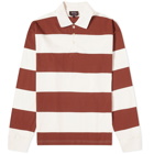 A.P.C. Men's Riley Block Stripe Long Sleeve Polo Shirt in Whisky