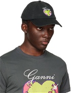 GANNI Black Graphic Cap