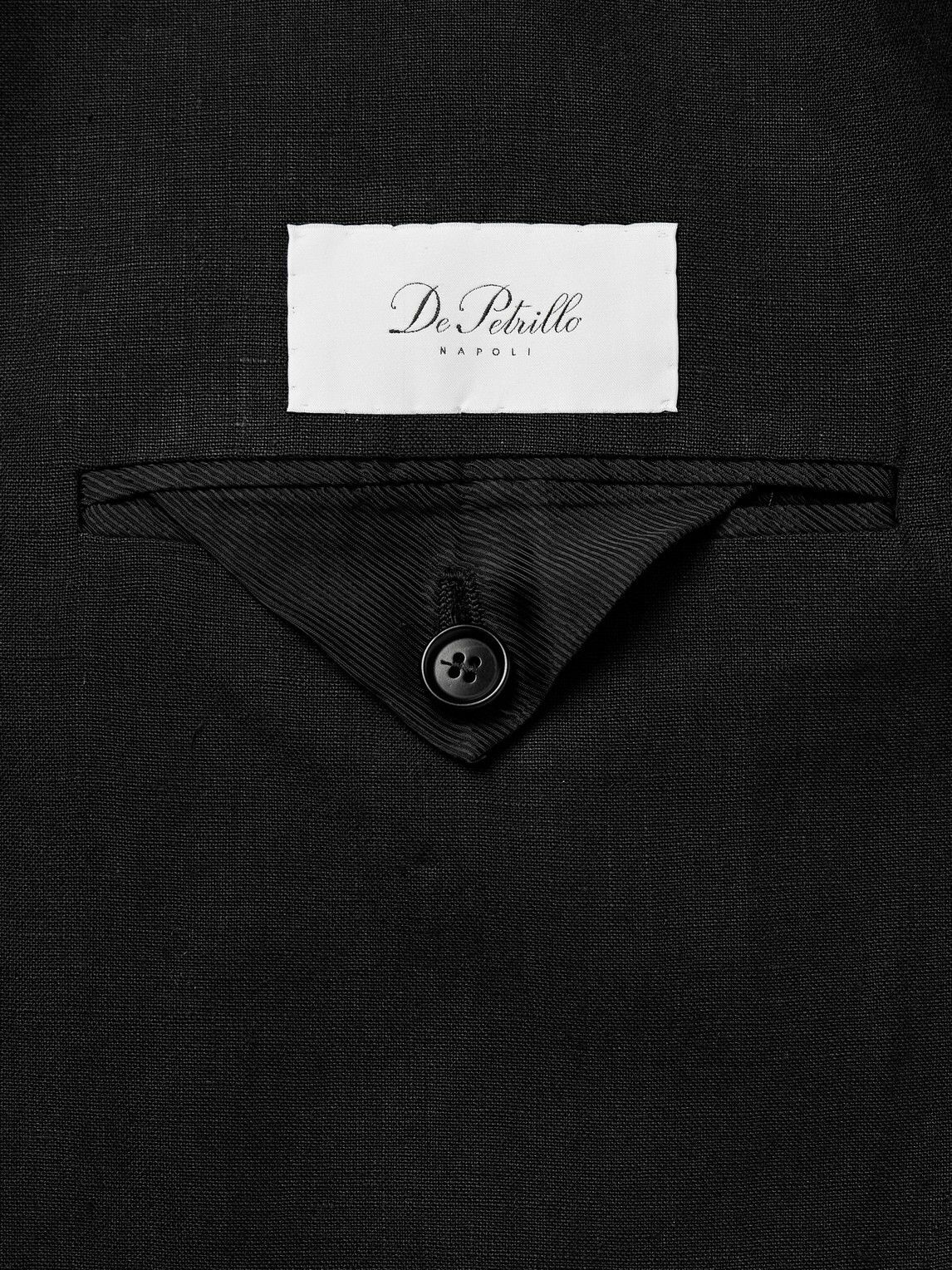De Petrillo - Cantone Shawl-Collar Double-Breasted Linen Tuxedo Jacket - Black